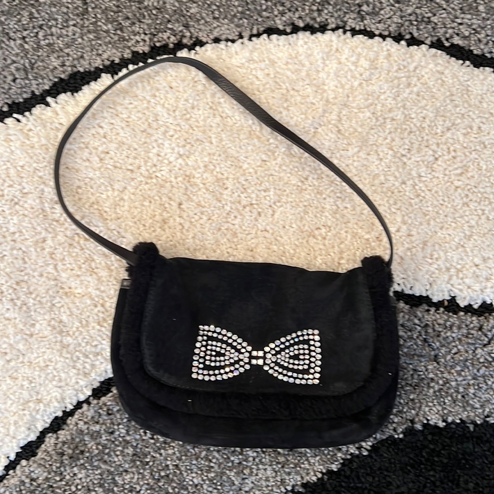 Ugg Swarovski crystal bow,  fur trimmed  purse